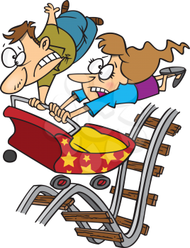 Royalty Free Clipart Image of a Roller Coaster Ride