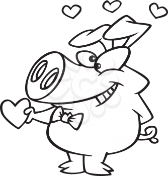 Royalty Free Clipart Image of a Valentine Pig