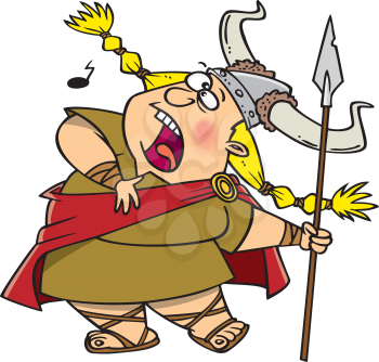 Royalty Free Clipart Image of a Singing Viking Lady