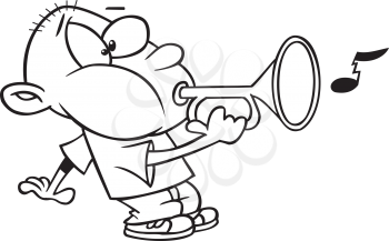 Royalty Free Clipart Image of a Guy Blowing a Bugle
