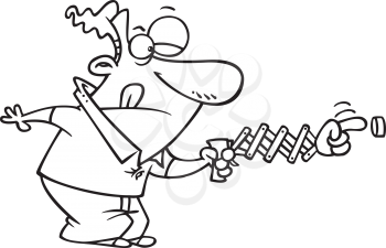 Royalty Free Clipart Image of a Man Pushing a Button