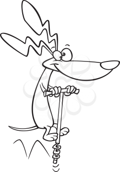 Royalty Free Clipart Image of a Dog on a Pogo Stick