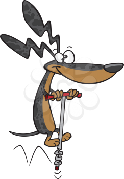 Royalty Free Clipart Image of a Dog on a Pogostick
