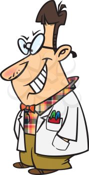 Royalty Free Clipart Image of a Nerd With a Deviou sLook on His Face