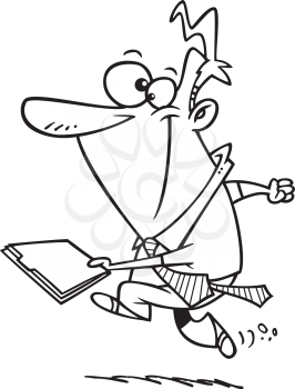 Royalty Free Clipart Image of a Man Hurrying With a Folder