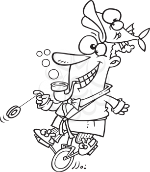 Royalty Free Clipart Image of an Eccentric Guy on a Unicycle