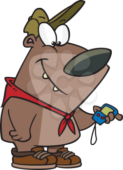 Royalty Free Clipart Image of a Bear With a GPS