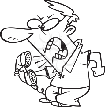 Royalty Free Clipart Image of an Angry Man Yelling in the Phone