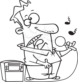 Royalty Free Clipart Image of a Man Doing Karaoke