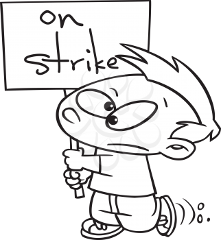 Royalty Free Clipart Image of a Kid on Strike