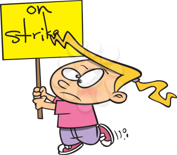 Royalty Free Clipart Image of a Girl on Strike