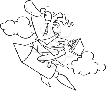 Royalty Free Clipart Image of a Guy on a Rocket Ship