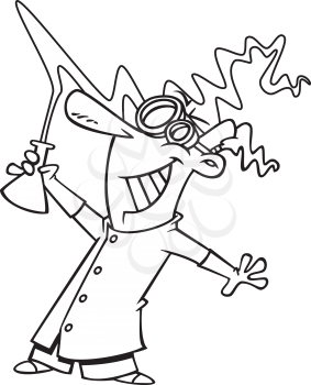 Royalty Free Clipart Image of a Mad Scientist