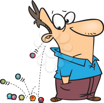 Royalty Free Clipart Image of a Guy Losing His Marbles