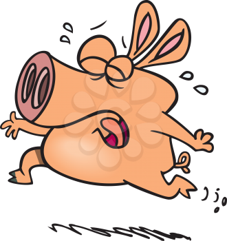Royalty Free Clipart Image of a Running Crying Pig