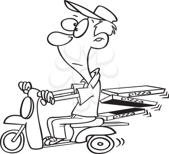 Royalty Free Clipart Image of a Pizza Delivery Guy