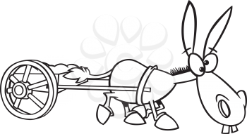 Royalty Free Clipart Image of a Mule With a Cart