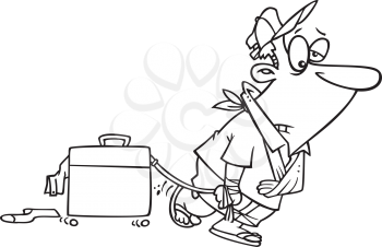 Royalty Free Clipart Image of a Tired Person Returning From Vacation