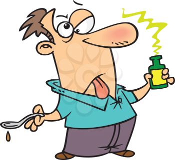 Royalty Free Clipart Image of a Man Taking Bad Medicine