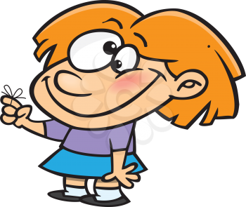 Royalty Free Clipart Image of a Girl With a String Around Her Finger