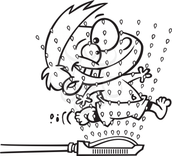 Royalty Free Clipart Image of a Child Running Through a Sprinkler