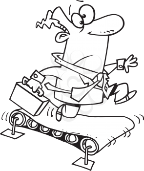 Royalty Free Clipart Image of a Businessman on a Treadmill