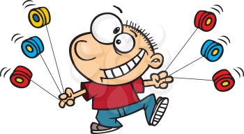 Royalty Free Clipart Image of a Boy With Yoyos