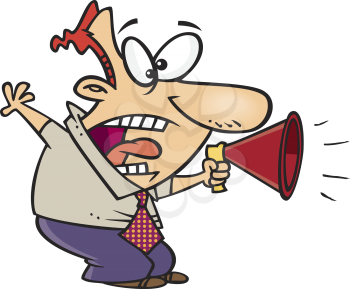 Royalty Free Clipart Image of a Man With a Bullhorn