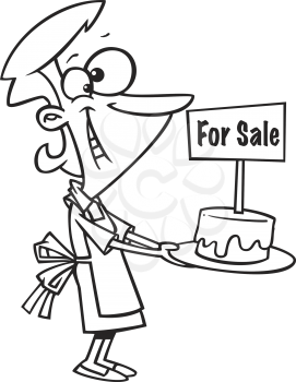 Royalty Free Clipart Image of a Woman With a Cake For Sale