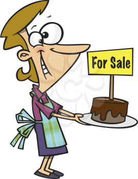 Royalty Free Clipart Image of a Woman With a Cake For Sale