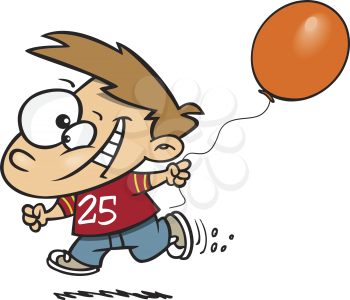 Royalty Free Clipart Image of a Boy With a Balloon