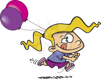 Royalty Free Clipart Image of a Girl With Balloons