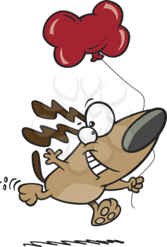 Royalty Free Clipart Image of a Dog With a Balloon Bone