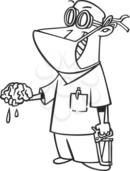 Royalty Free Clipart Image of a Doctor Holding a Brain