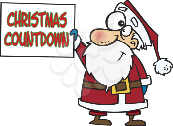 Royalty Free Clipart Image of Santa With a Christmas Countdown Sign