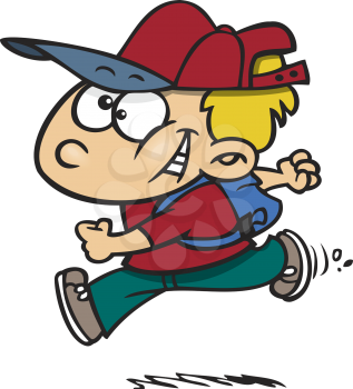 Royalty Free Clipart Image of a Boy With a Backpack Running