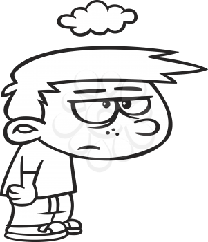 Royalty Free Clipart Image of a Gloomy Boy