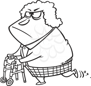 Royalty Free Clipart Image of a Woman With a Walker
