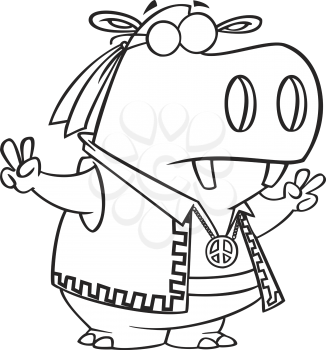 Royalty Free Clipart Image of a Hippy Hippo