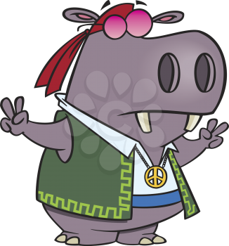 Royalty Free Clipart Image of a Hippy Hippo