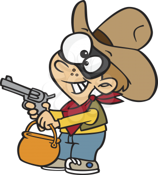 Royalty Free Clipart Image of a Bandit Trick-or-Treater