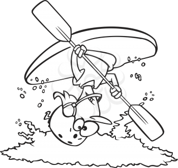 Royalty Free Clipart Image of an Upside Down Kayaker