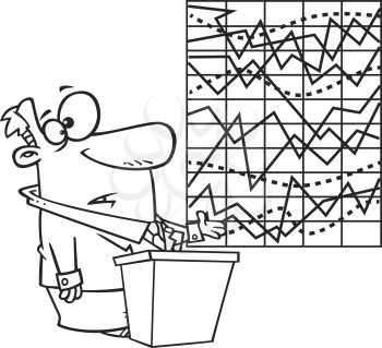 Royalty Free Clipart Image of a Man With a Messed Up Graph