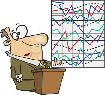 Royalty Free Clipart Image of a Man With a Messed Up Graph