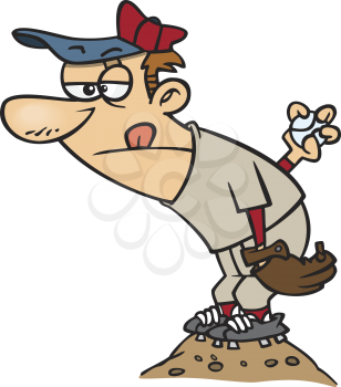 Royalty Free Clipart Image of a Pitcher on the Mound