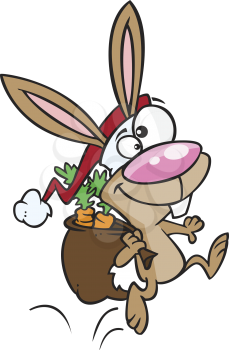 Royalty Free Clipart Image of a Rabbit in a Santa Hat