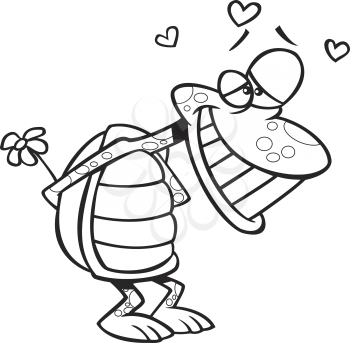 Royalty Free Clipart Image of a Turtle in Love