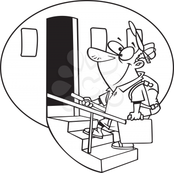 Royalty Free Clipart Image of a Man Getting on a Plane