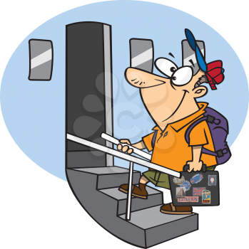 Royalty Free Clipart Image of a Man Getting on a Plane