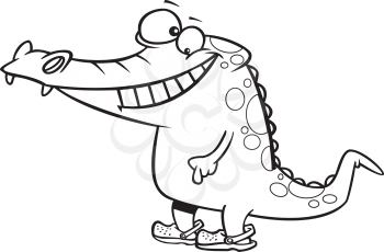 Royalty Free Clipart Image of a Crocodile in Crocs